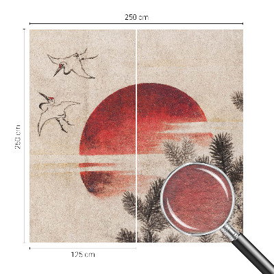 Fotomural decorativo para cabecero de cama con motivo de bosque en tonos este