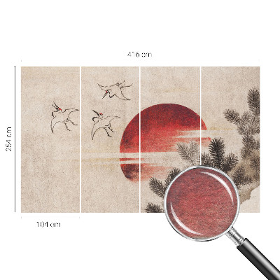 Fotomural decorativo para cabecero de cama con motivo de bosque en tonos este
