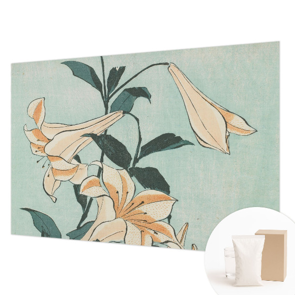 Papel mural con patrón decorativo con motivo de lirios delicados