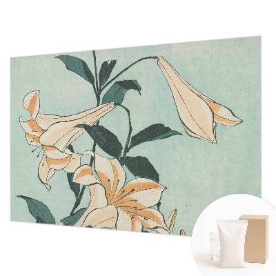 Papel mural con patrón decorativo con motivo de lirios delicados