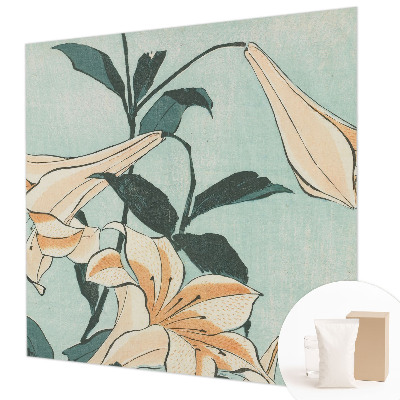 Papel mural con patrón decorativo con motivo de lirios delicados