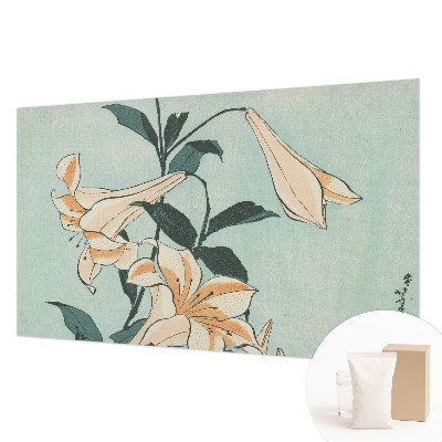 Papel mural con patrón decorativo con motivo de lirios delicados