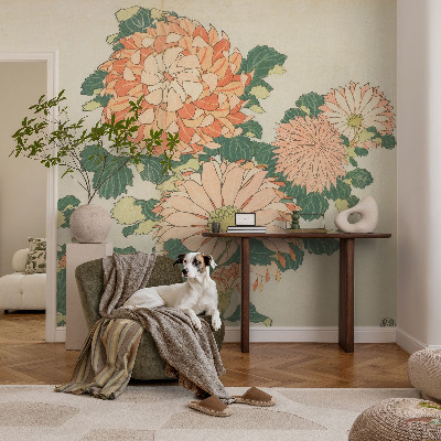 Mural de pared con estampado hermoso con diseño de crisantemos