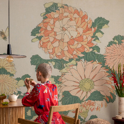 Mural de pared con estampado hermoso con diseño de crisantemos