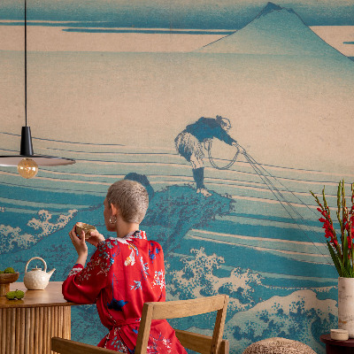 Papel mural texturado decorativo con diseño de escena marina