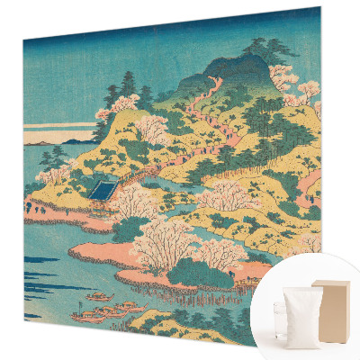 Mural decorativo con un paisaje japonés