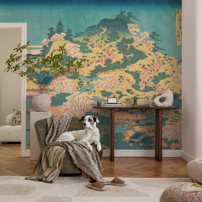 Mural decorativo con un paisaje japonés