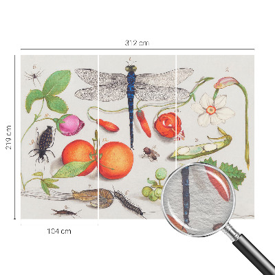 Papel mural con patrón decorativo con ilustración de motivos naturales