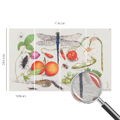 Papel mural con patrón decorativo con ilustración de motivos naturales