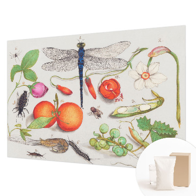 Papel mural con patrón decorativo con ilustración de motivos naturales
