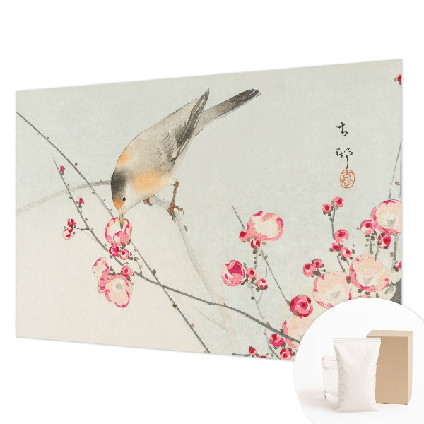 Fotomural decorativo para cabecero de cama con diseño de pájaros y flores