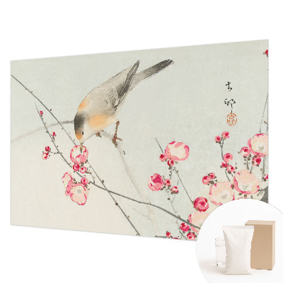 Fotomural decorativo para cabecero de cama con diseño de pájaros y flores