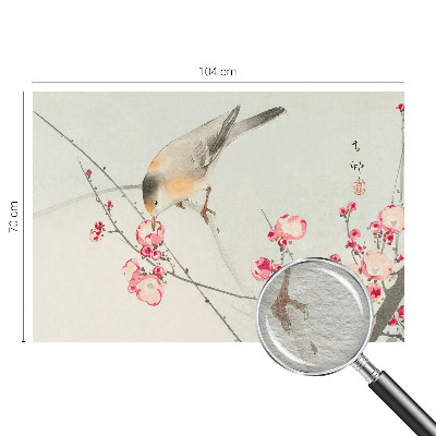 Fotomural decorativo para cabecero de cama con diseño de pájaros y flores