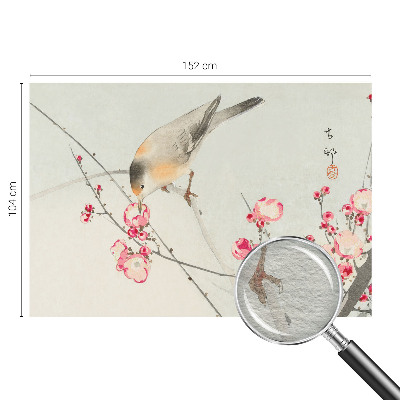 Fotomural decorativo para cabecero de cama con diseño de pájaros y flores