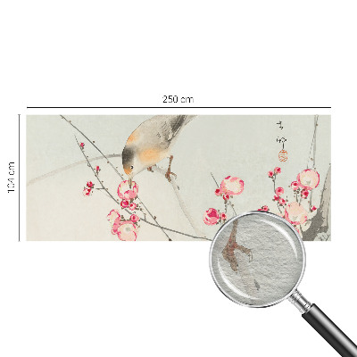 Fotomural decorativo para cabecero de cama con diseño de pájaros y flores