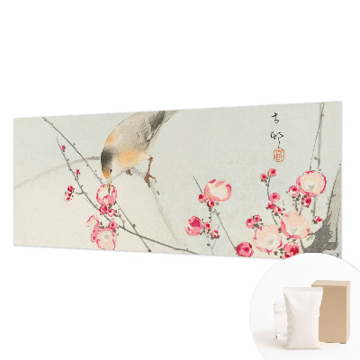 Fotomural decorativo para cabecero de cama con diseño de pájaros y flores