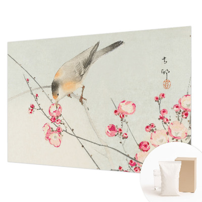 Fotomural decorativo para cabecero de cama con diseño de pájaros y flores