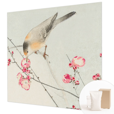 Fotomural decorativo para cabecero de cama con diseño de pájaros y flores