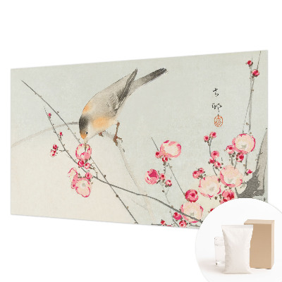 Fotomural decorativo para cabecero de cama con diseño de pájaros y flores
