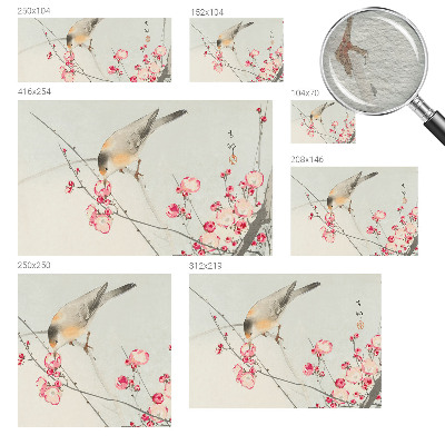 Fotomural decorativo para cabecero de cama con diseño de pájaros y flores
