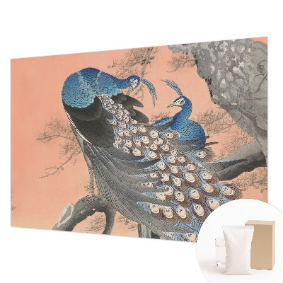 Mural de pared con estampado hermoso con motivo de pavo real elegante