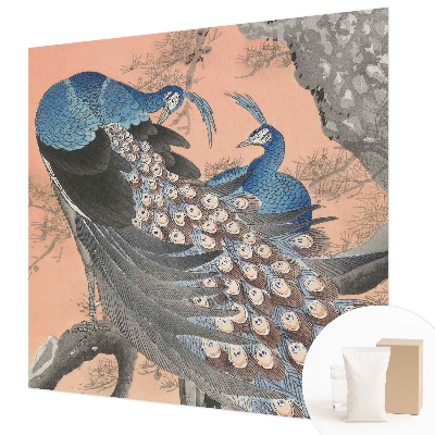 Mural de pared con estampado hermoso con motivo de pavo real elegante