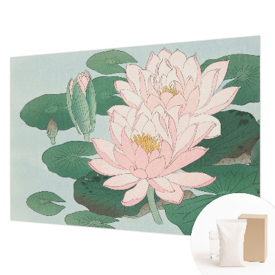Papel mural con patrón decorativo con motivo de loto acuático