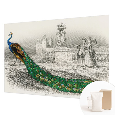 Papel mural texturado decorativo con diseño de plumas coloridas