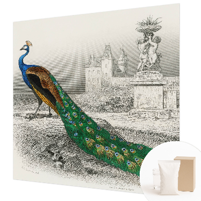 Papel mural texturado decorativo con diseño de plumas coloridas