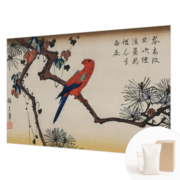 Mural decorativo con ilustración de un pájaro posado en una rama