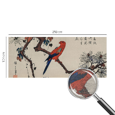 Mural decorativo con ilustración de un pájaro posado en una rama