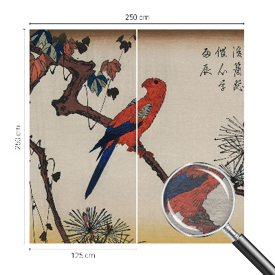 Mural decorativo con ilustración de un pájaro posado en una rama
