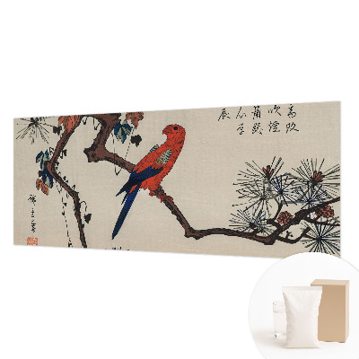 Mural decorativo con ilustración de un pájaro posado en una rama