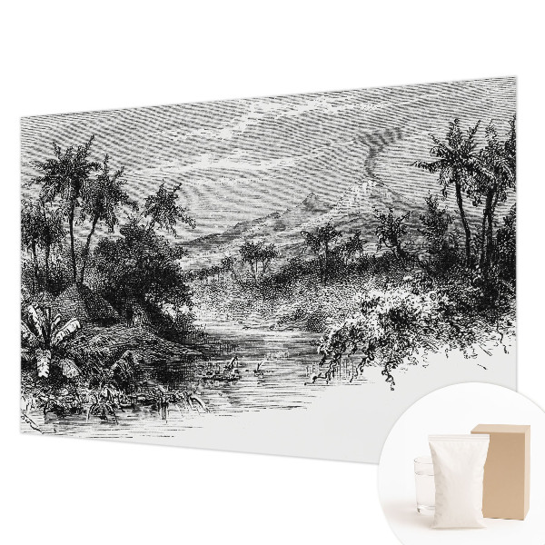 Fotomural decorativo para cabecero de cama con un panorama exótico