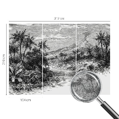 Fotomural decorativo para cabecero de cama con un panorama exótico