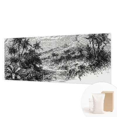 Fotomural decorativo para cabecero de cama con un panorama exótico