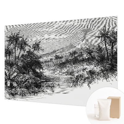 Fotomural decorativo para cabecero de cama con un panorama exótico