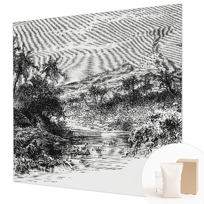 Fotomural decorativo para cabecero de cama con un panorama exótico
