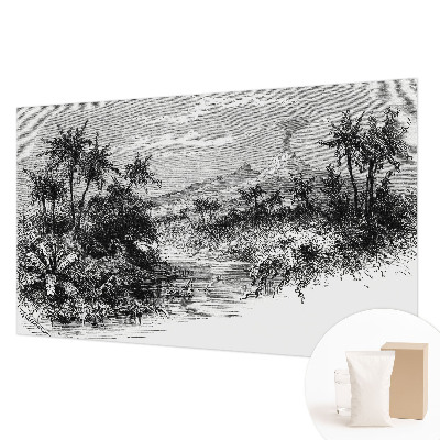 Fotomural decorativo para cabecero de cama con un panorama exótico