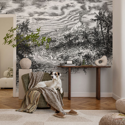 Fotomural decorativo para cabecero de cama con un panorama exótico