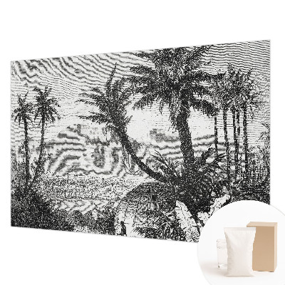 Papel mural con patrón decorativo con diseño de oasis tropical