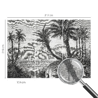 Papel mural con patrón decorativo con diseño de oasis tropical