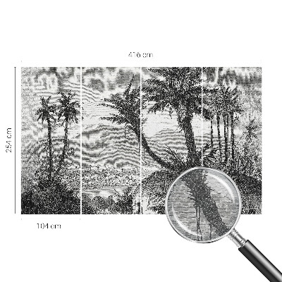 Papel mural con patrón decorativo con diseño de oasis tropical