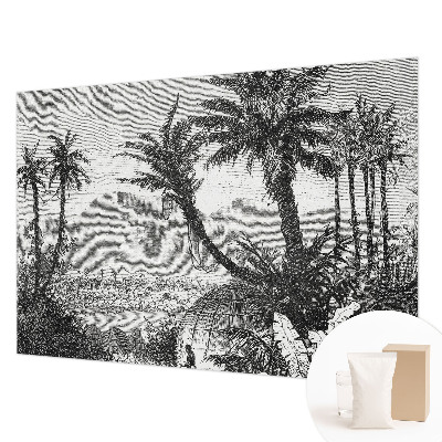 Papel mural con patrón decorativo con diseño de oasis tropical