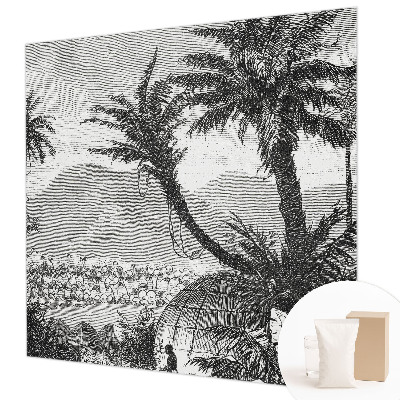 Papel mural con patrón decorativo con diseño de oasis tropical
