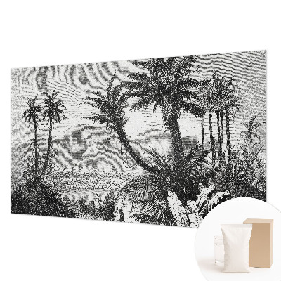 Papel mural con patrón decorativo con diseño de oasis tropical