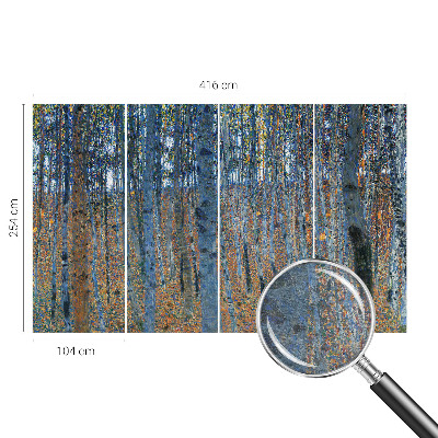 Fotomural decorativo para cabecero de cama con diseño de bosque de abedules