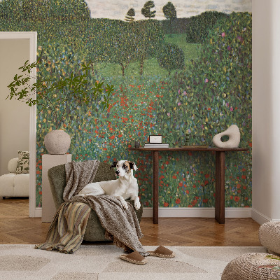 Mural decorativo con diseño de prado de flores