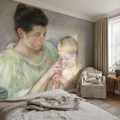 Fotomural decorativo para cabecero de cama con advertencia de cuidado parental