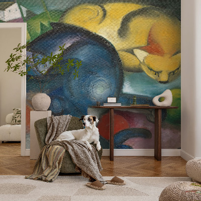Papel mural con patrón decorativo con diseño de arte de gatos
